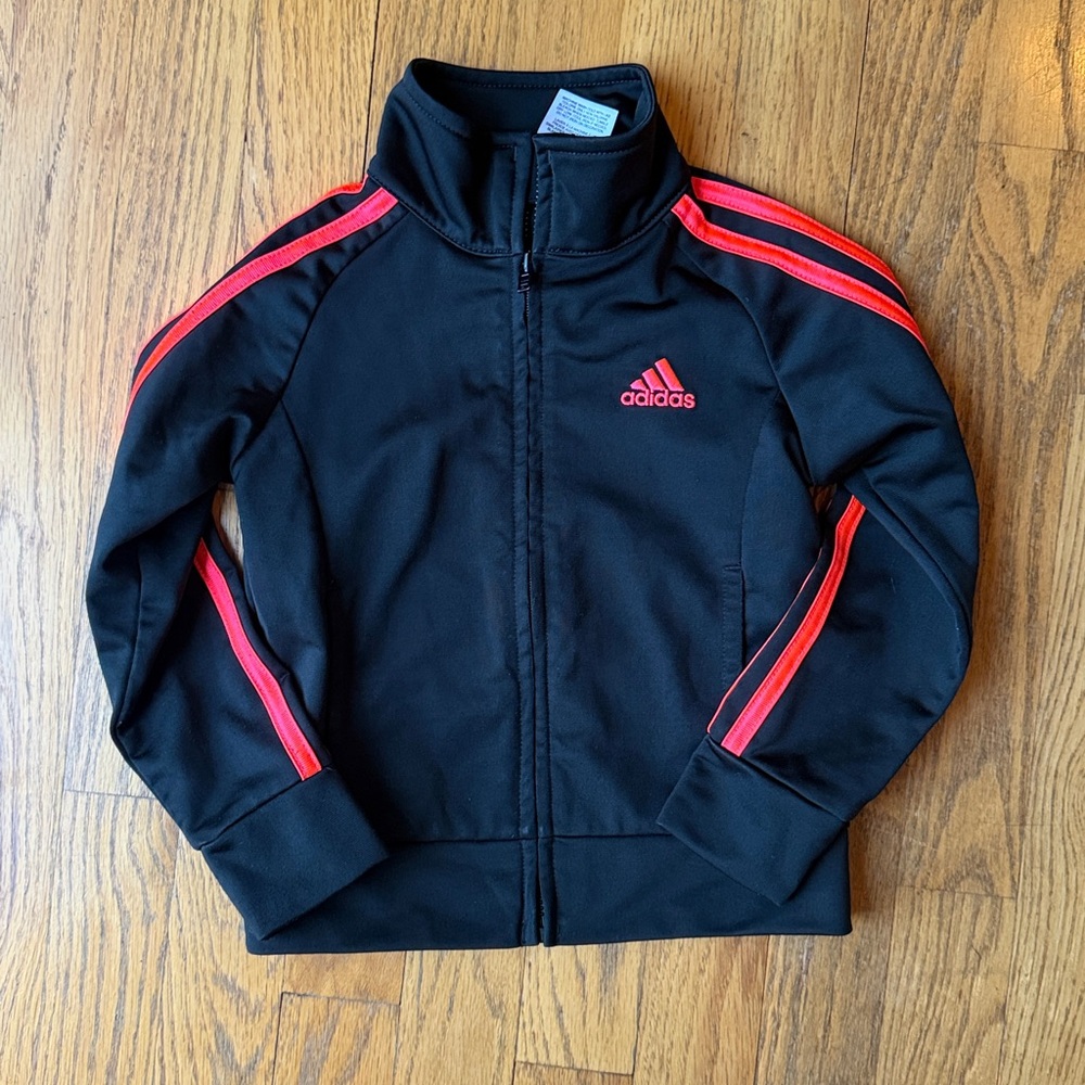 Adidas Black Track Jacket with Electric Pink Accents